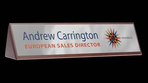 Permanent Desktop Name plates - Metal on Wood